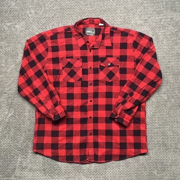 Vintage OMNI 2 LTD‎ Mens XL Red Plaid 90s Long Sleeve Lumberjack Flannel Shacked - Picture 1 of 7